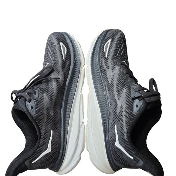 Hoka Clifton 9 running shoes in a black and white colorway women's 7.5 - Picture 7 of 9
